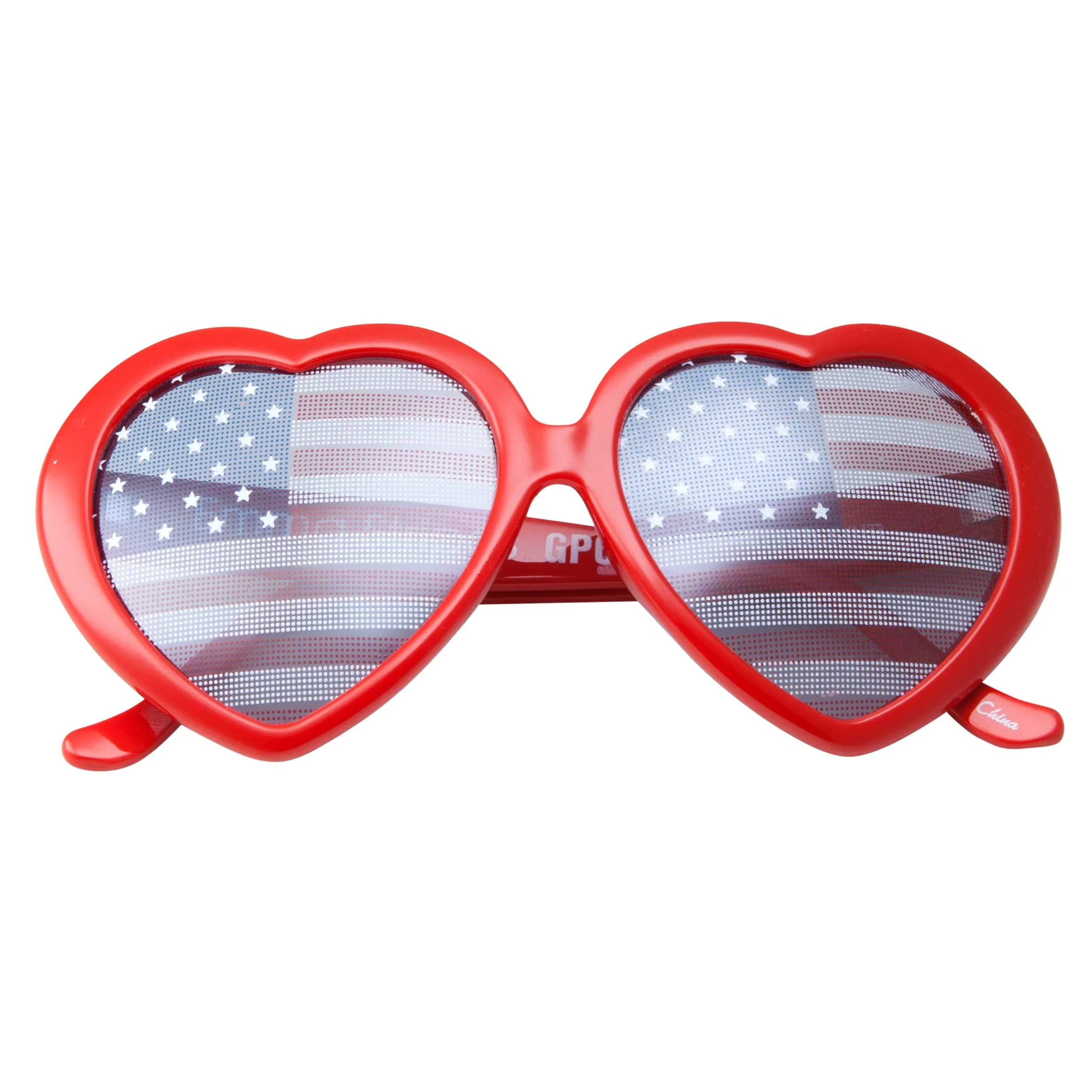 grinderPUNCH Heart Shaped Patriotic US American Flag Lens Sunglasses