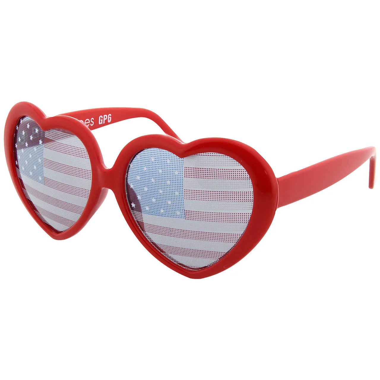 grinderPUNCH Heart Shaped Patriotic US American Flag Lens Sunglasses