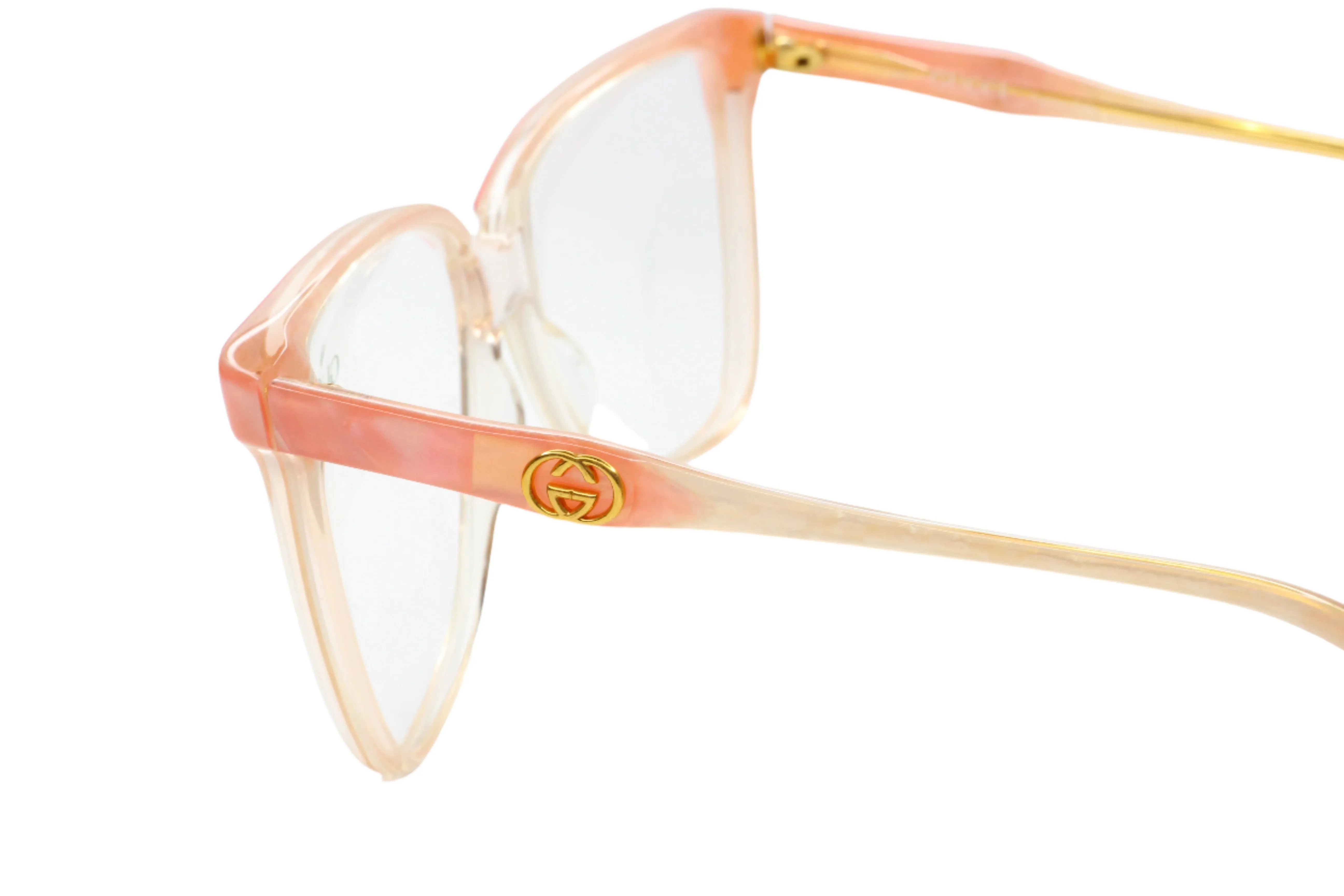 Gucci GG2106 44B Light Pink Crystal Clear White Gold 1993 Vintage Eyeglasses