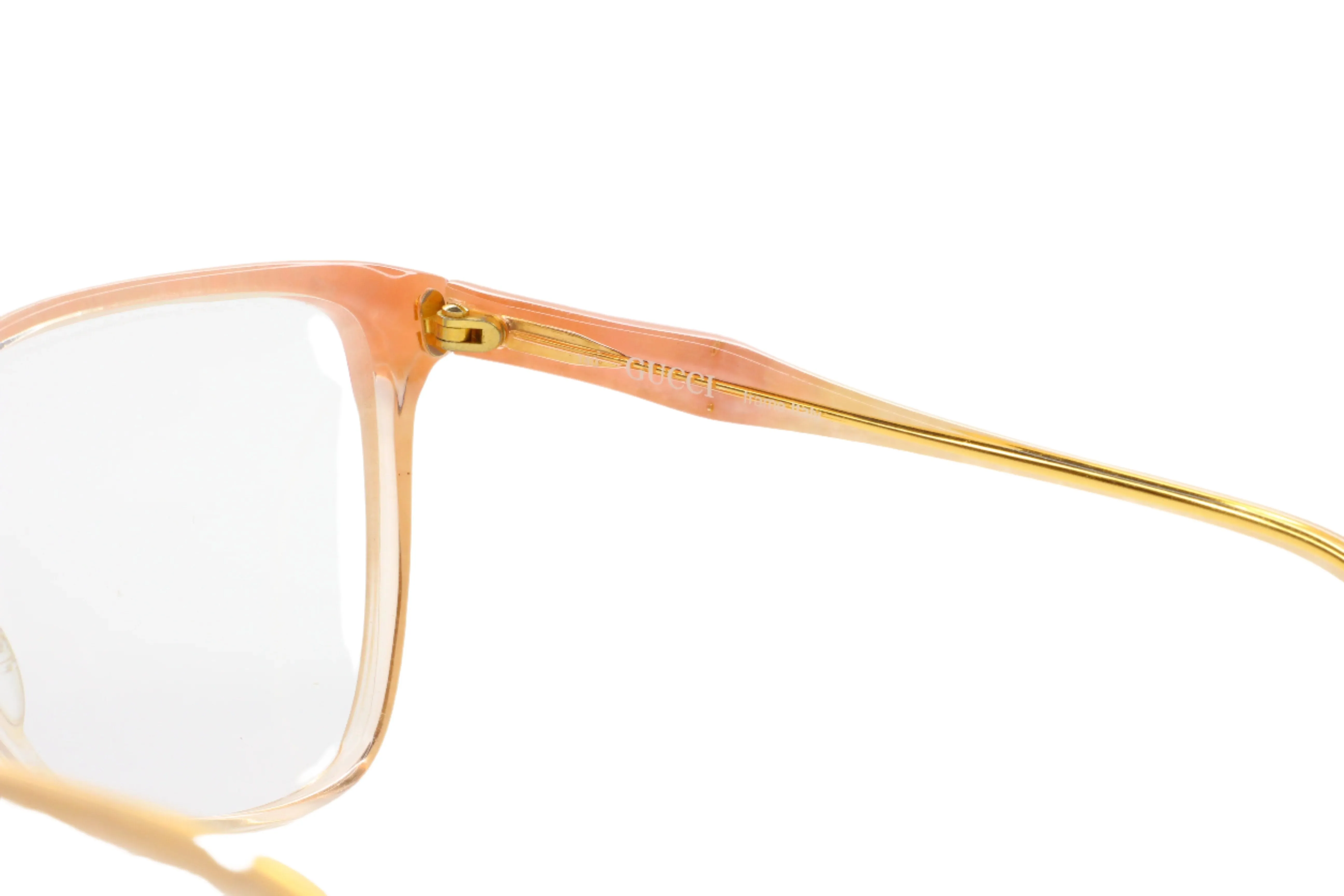 Gucci GG2106 44B Light Pink Crystal Clear White Gold 1993 Vintage Eyeglasses