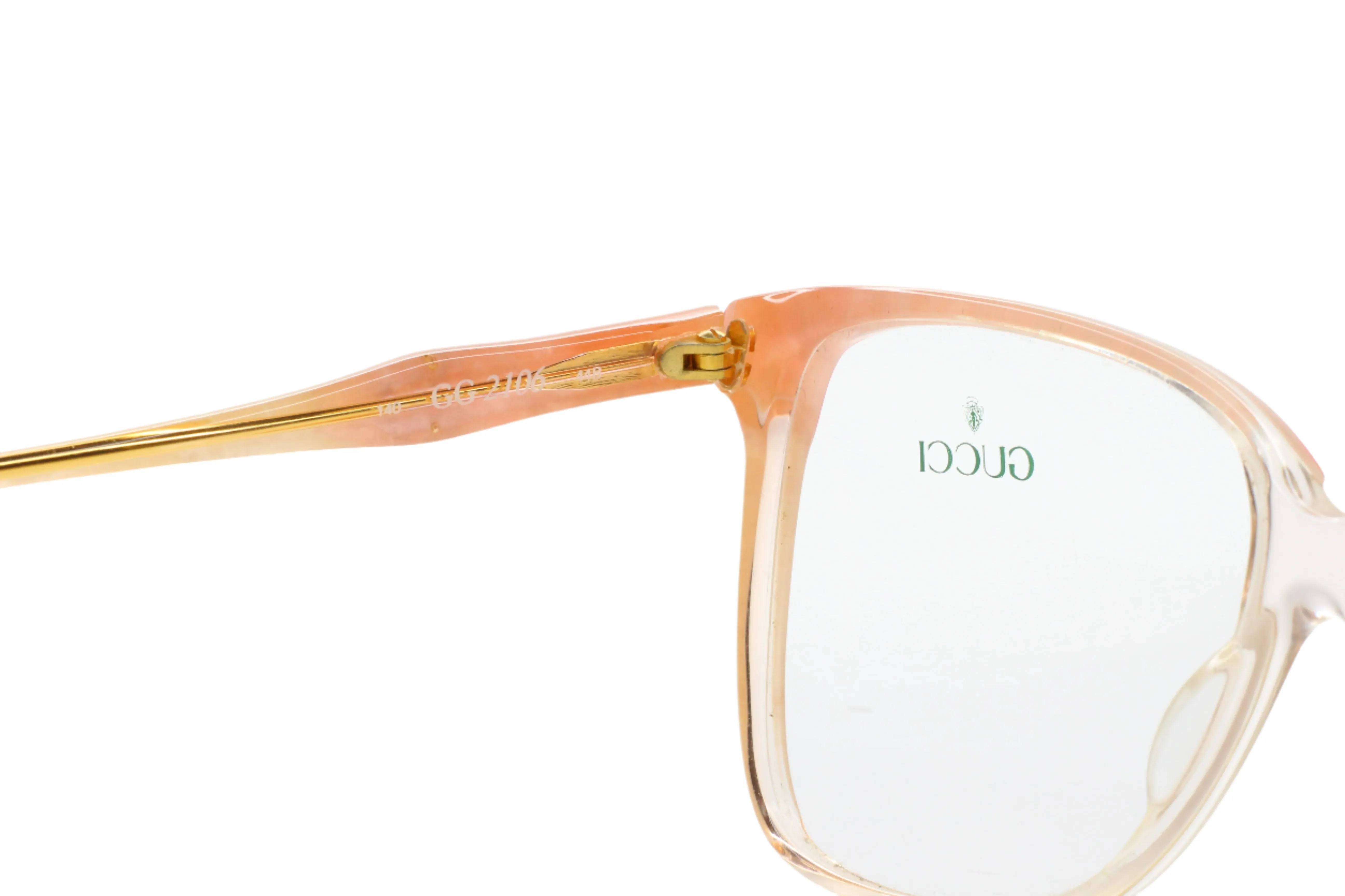 Gucci GG2106 44B Light Pink Crystal Clear White Gold 1993 Vintage Eyeglasses