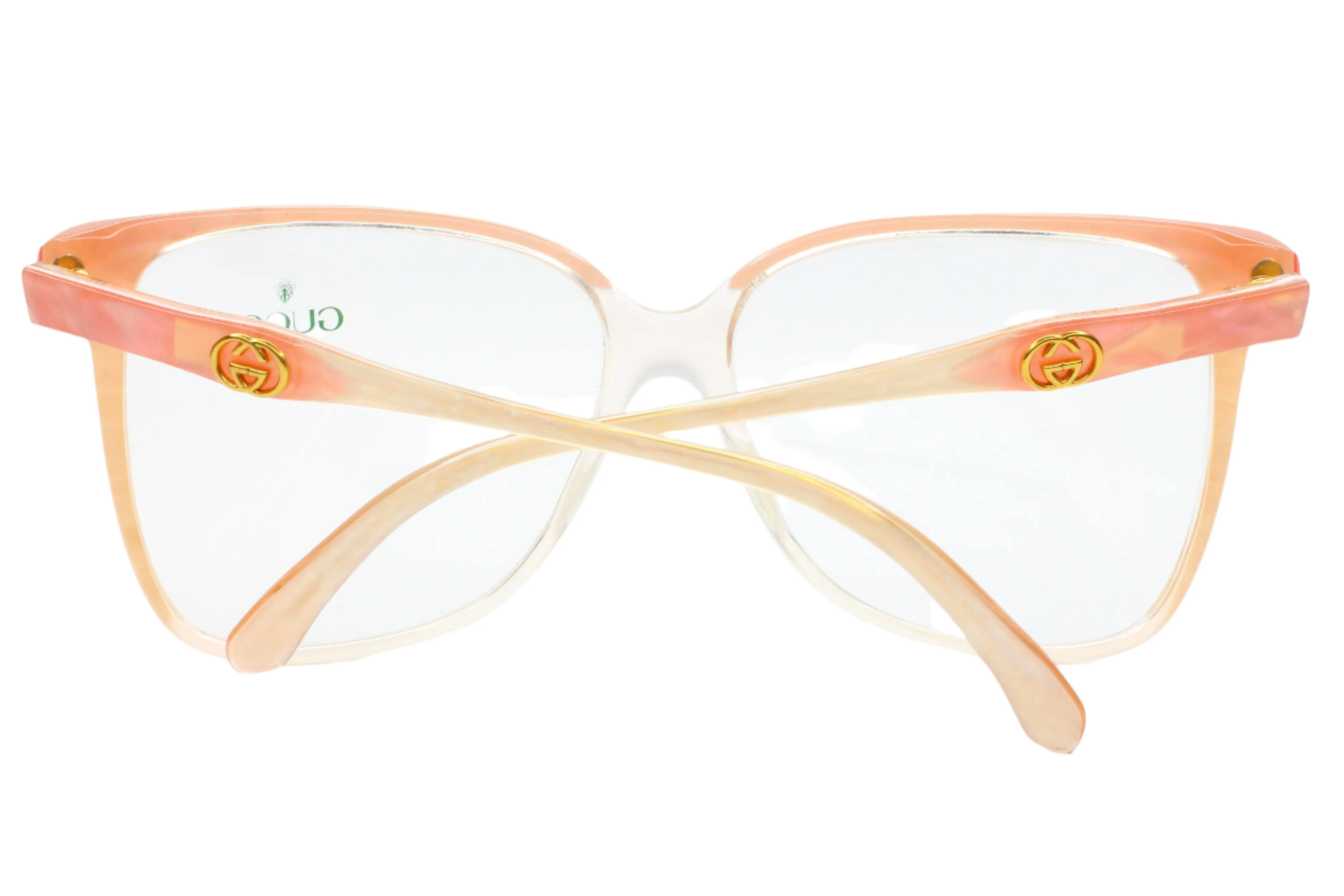 Gucci GG2106 44B Light Pink Crystal Clear White Gold 1993 Vintage Eyeglasses