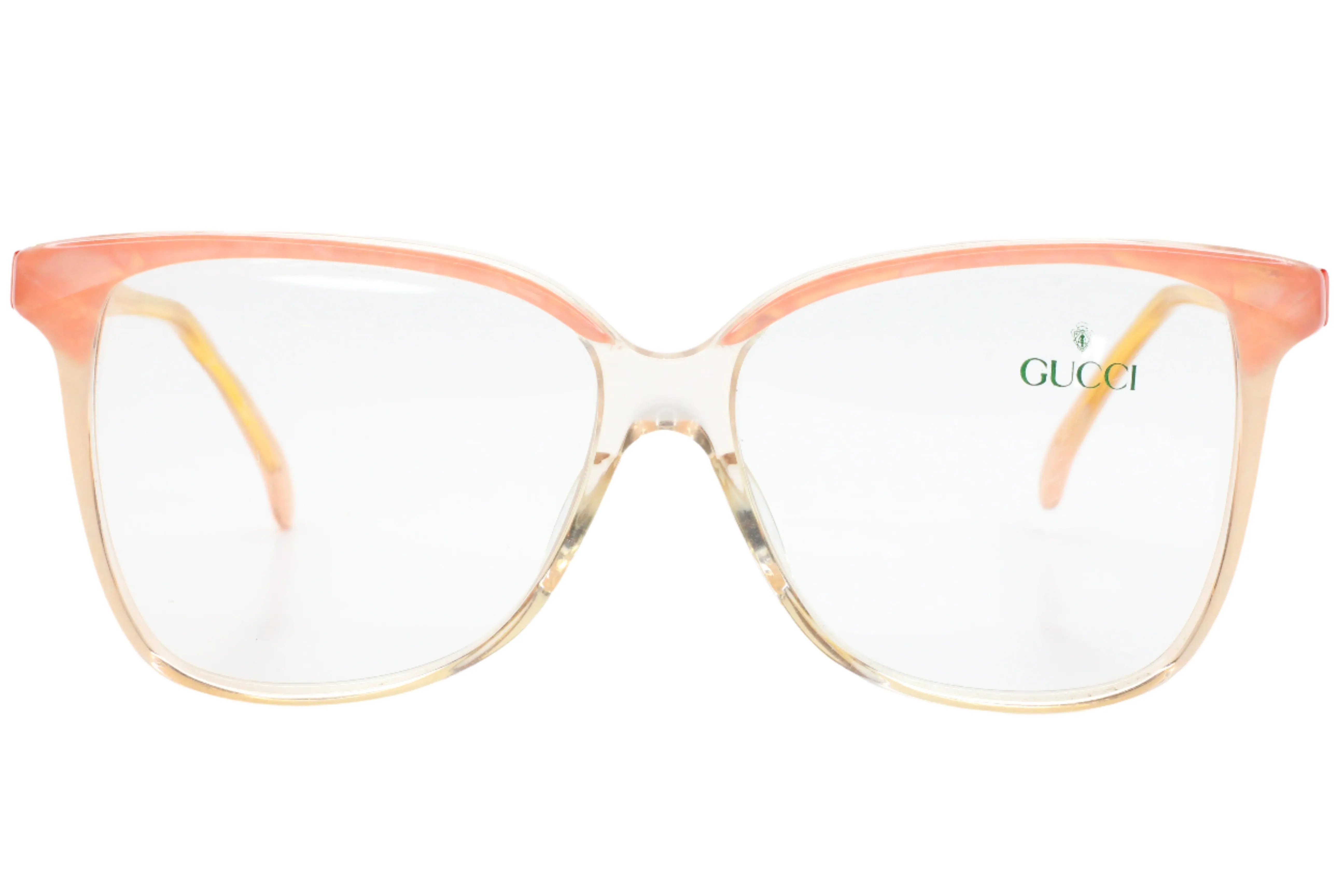 Gucci GG2106 44B Light Pink Crystal Clear White Gold 1993 Vintage Eyeglasses
