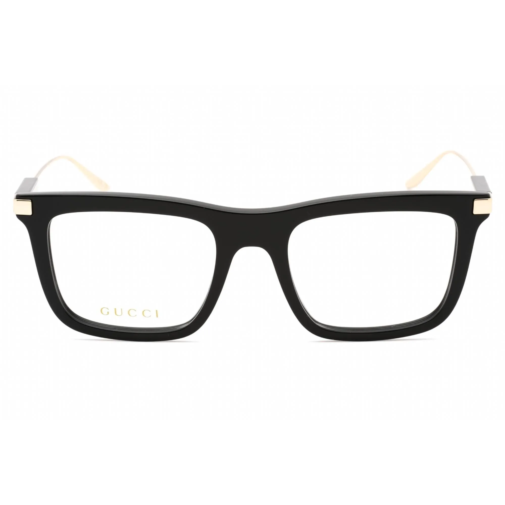 Gucci Men's Eyeglasses - Black/Gold Square Full Rim Plastic Frame | GG1438O 001