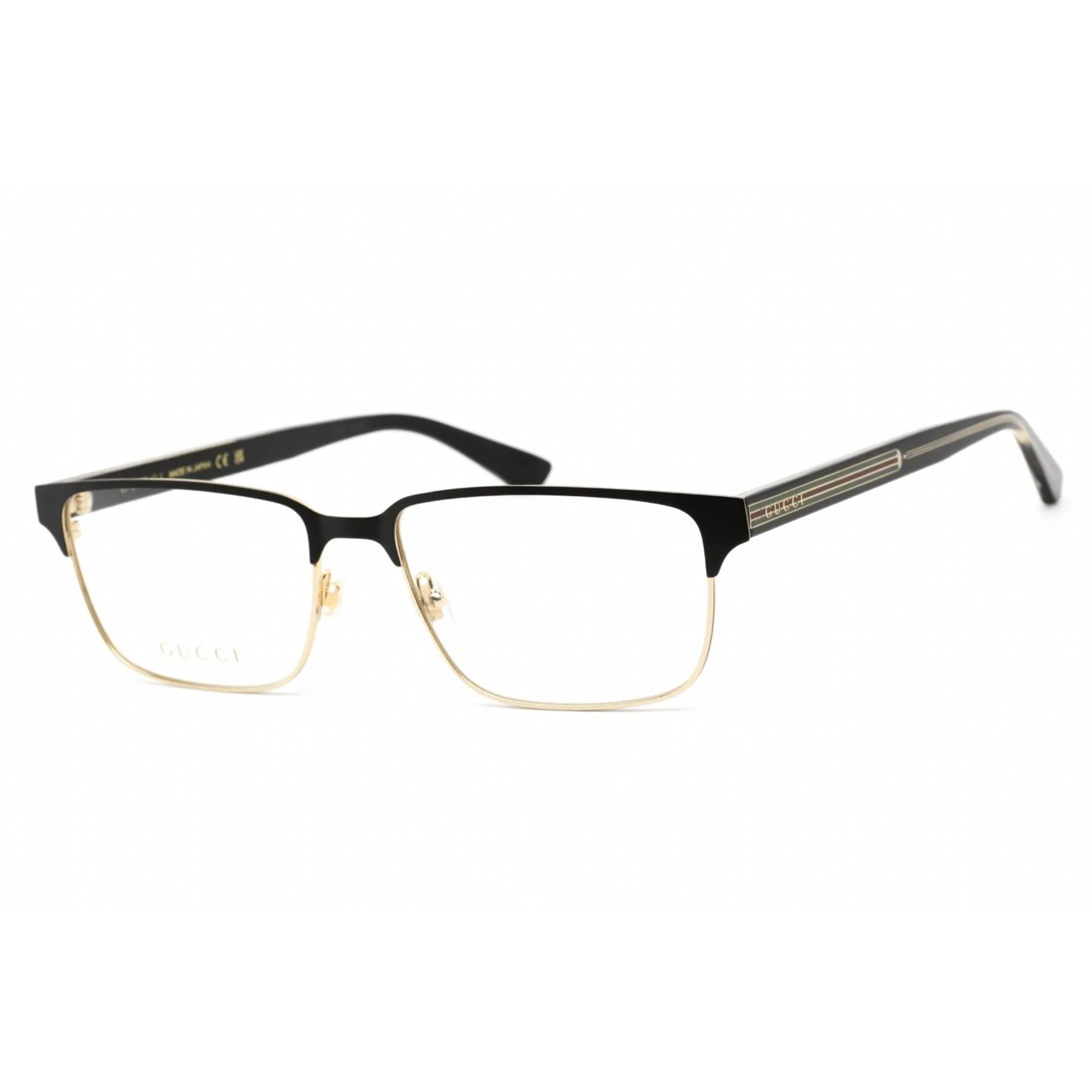 Gucci Men's Eyeglasses - Gold Black Metal Rectangular Full Rim Frame | GG0383O 004
