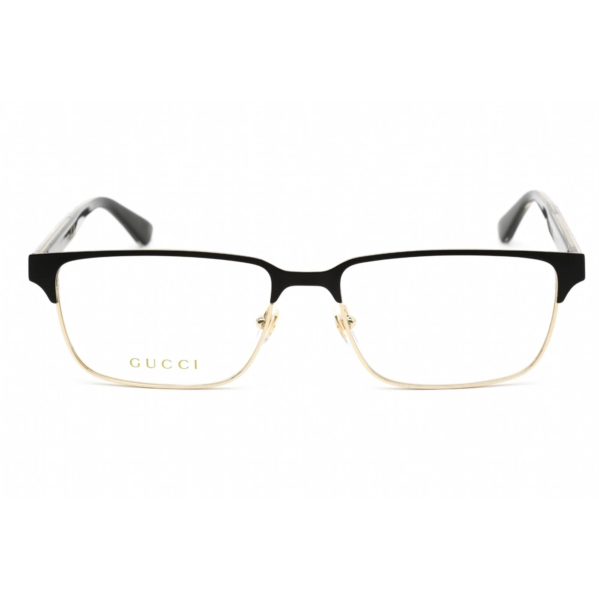 Gucci Men's Eyeglasses - Gold Black Metal Rectangular Full Rim Frame | GG0383O 004
