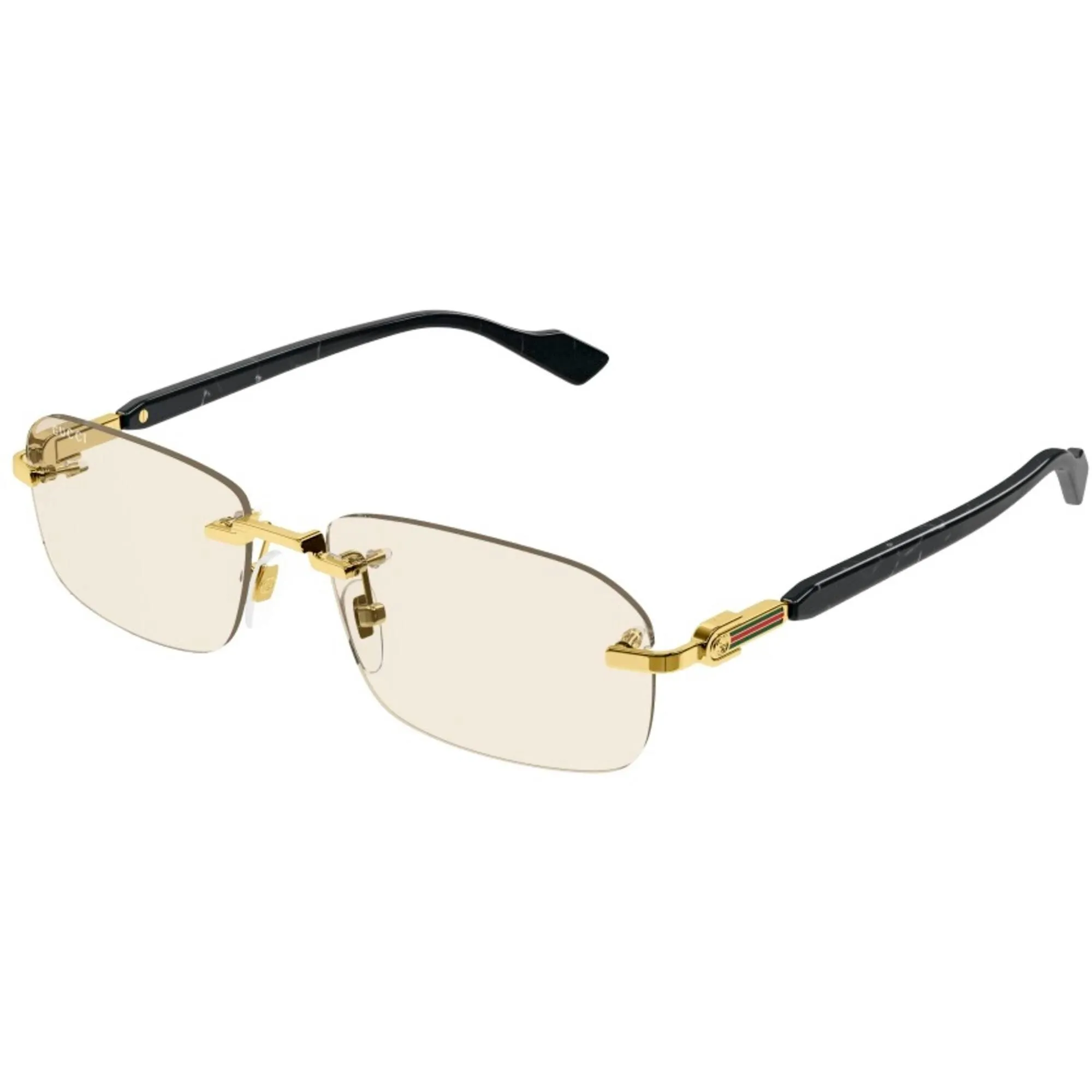 Gucci Men's Sunglasses - Gold Rectangular Rimless Frame Yellow Lens | GG1221S 005