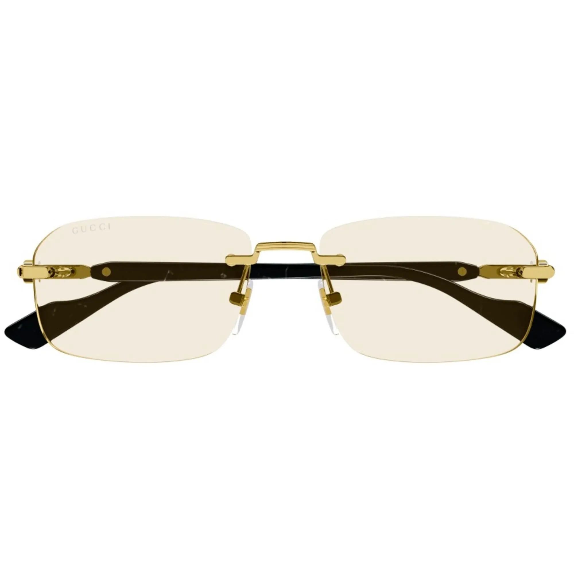 Gucci Men's Sunglasses - Gold Rectangular Rimless Frame Yellow Lens | GG1221S 005