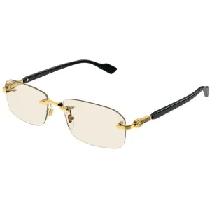 Gucci Men's Sunglasses - Gold Rectangular Rimless Frame Yellow Lens | GG1221S 005