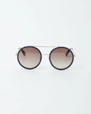 Gucci Navy Sprakle Round GG0061S Sunglasses