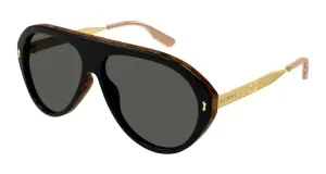 Gucci Tortoise Acetate Aviator Frame Sunglasses Havana/Black/Grey