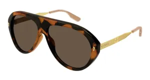 Gucci Tortoise Acetate Aviator Frame Sunglasses Havana/Gold