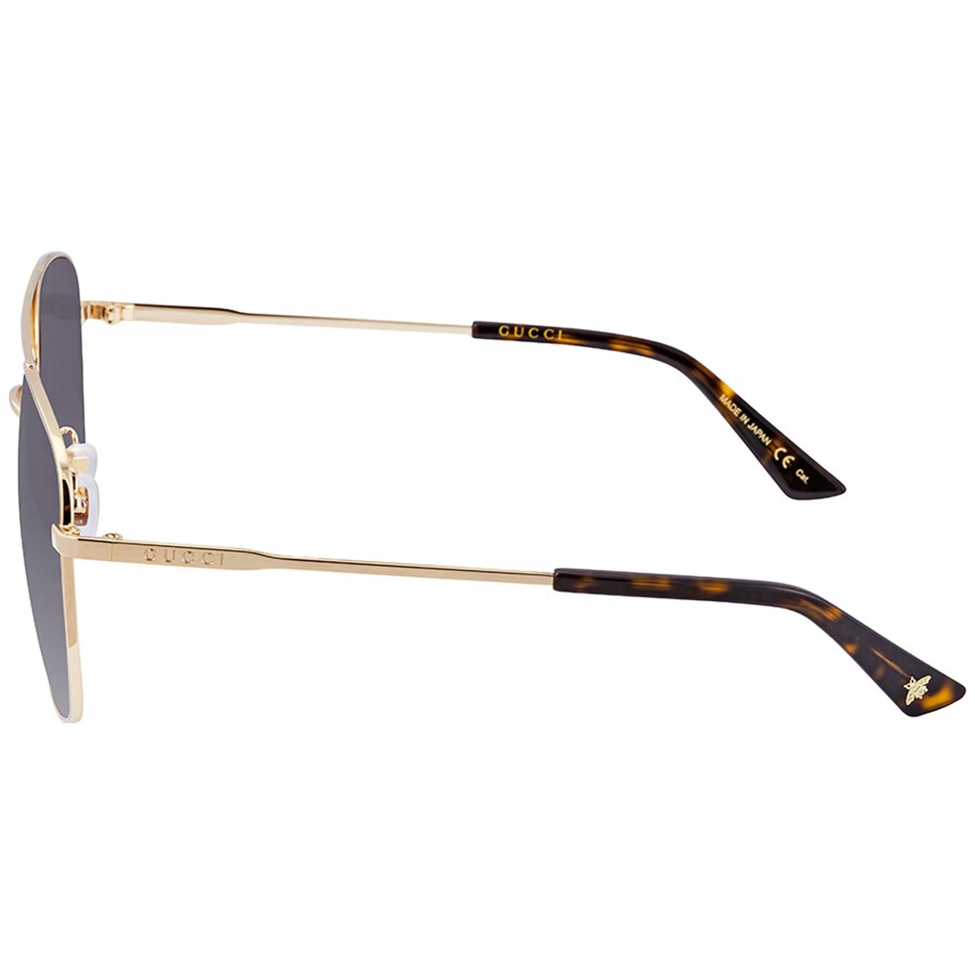 Gucci Unisex Sunglasses - Full Rim Gold Metal Frame Grey Lens | GG0410SK-30005976003