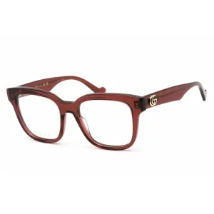 Gucci Women's Eyeglasses - Burgundy Plastic Square Frame Clear Lens | GG0958O 006