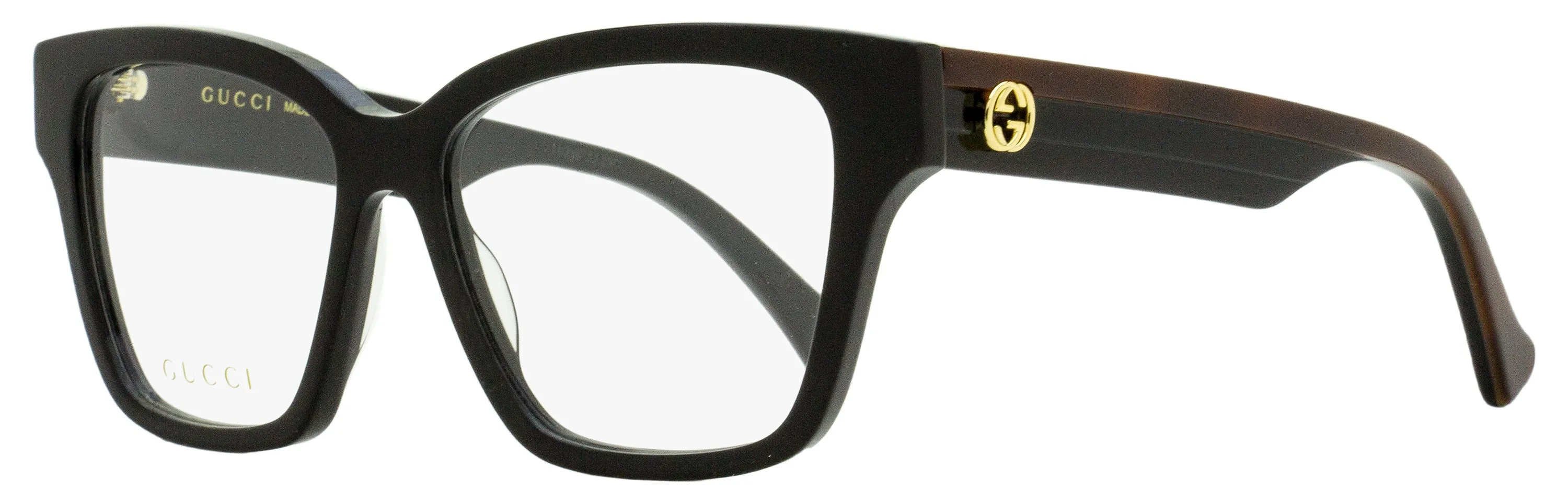 Gucci Women's Square Eyeglasses GG1302O 004 Black/Brown 55mm