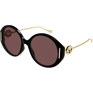 Gucci Women's Sunglasses - Black Acetate/Metal Oval Frame Brown Lens | GG1202SK 001