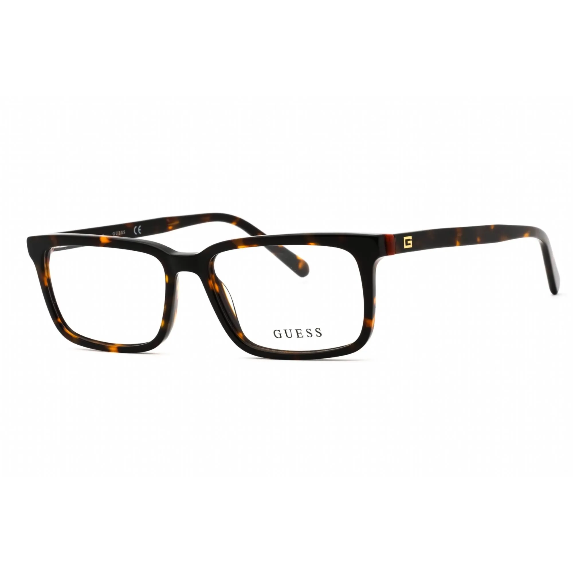 Guess Men's Eyeglasses - Dark Havana Rectangular Plastic Full Rim Frame | GU50068 052