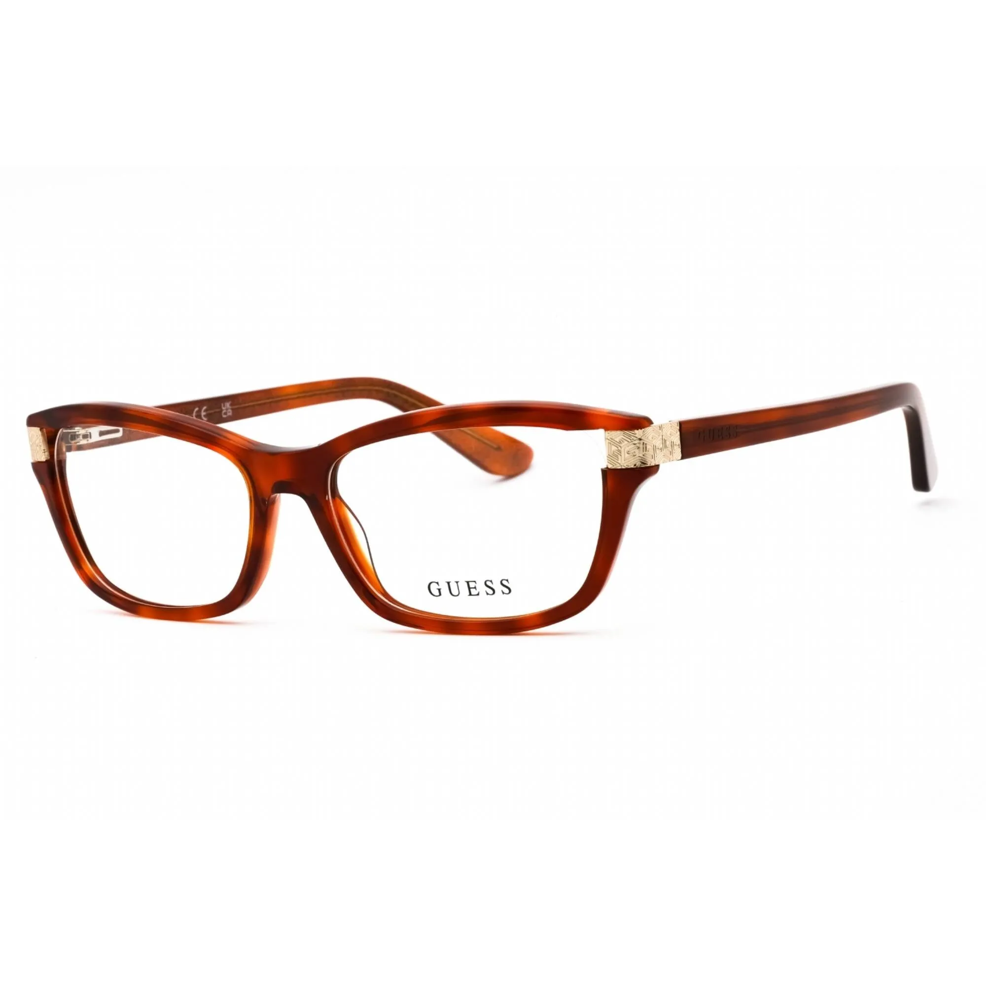 Guess Women's Eyeglasses - Blonde Havana Cat Eye Plastic Full Rim Frame | GU2956 053