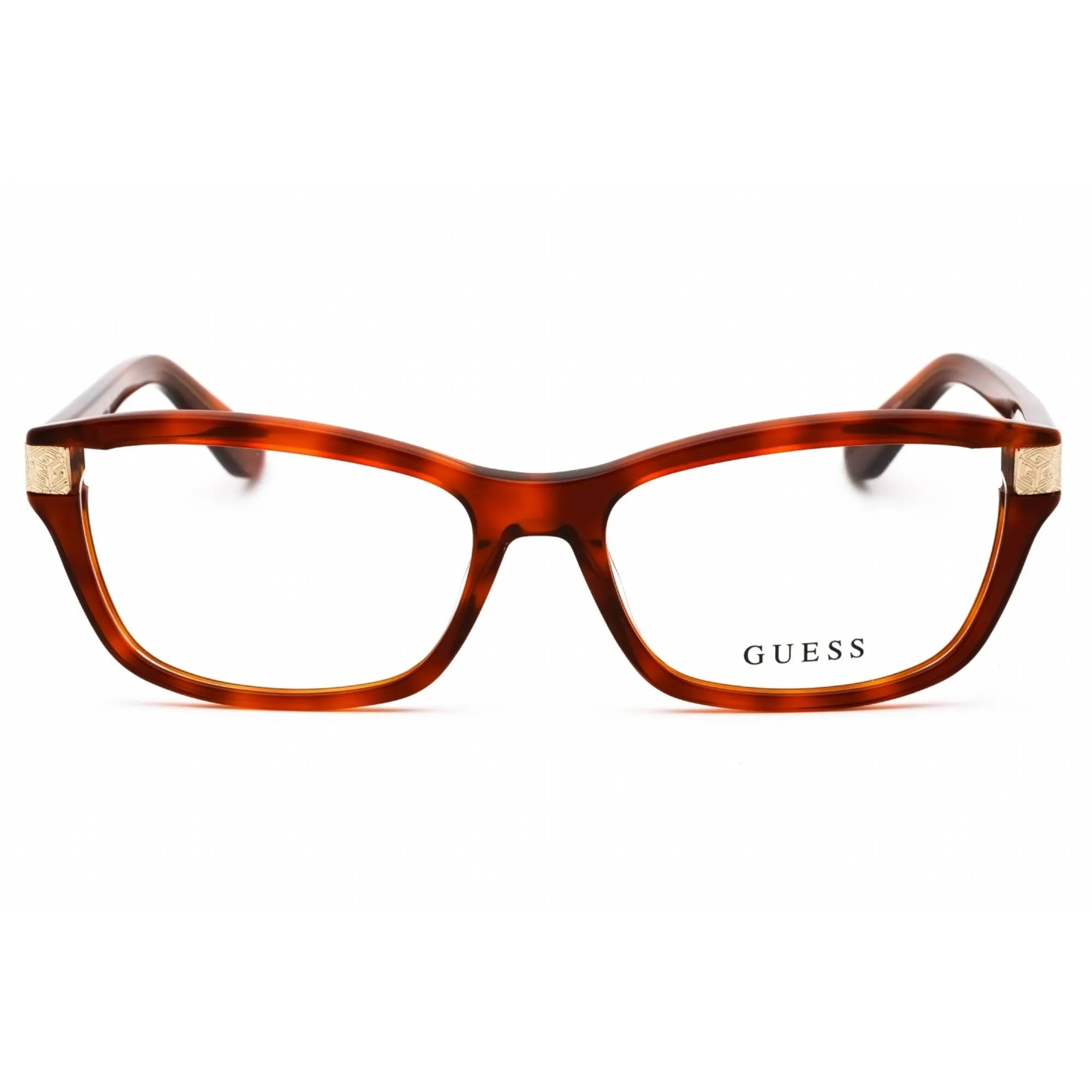 Guess Women's Eyeglasses - Blonde Havana Cat Eye Plastic Full Rim Frame | GU2956 053