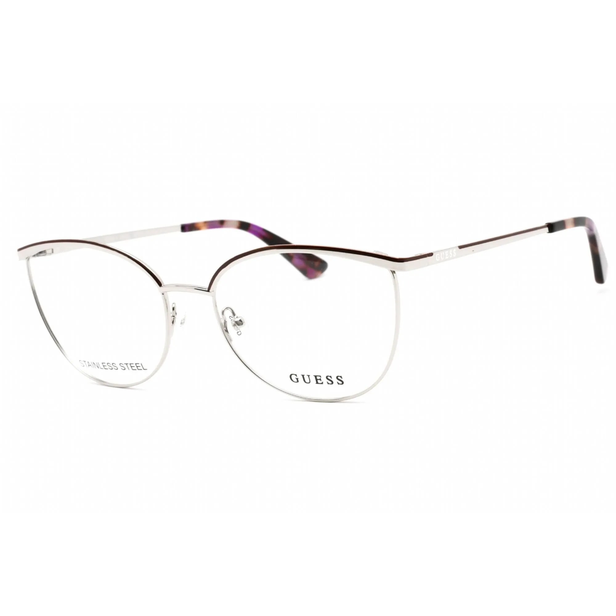 Guess Women's Eyeglasses - Full Rim Cat Eye Bordeaux/Silver Metal Frame | GU2879 071