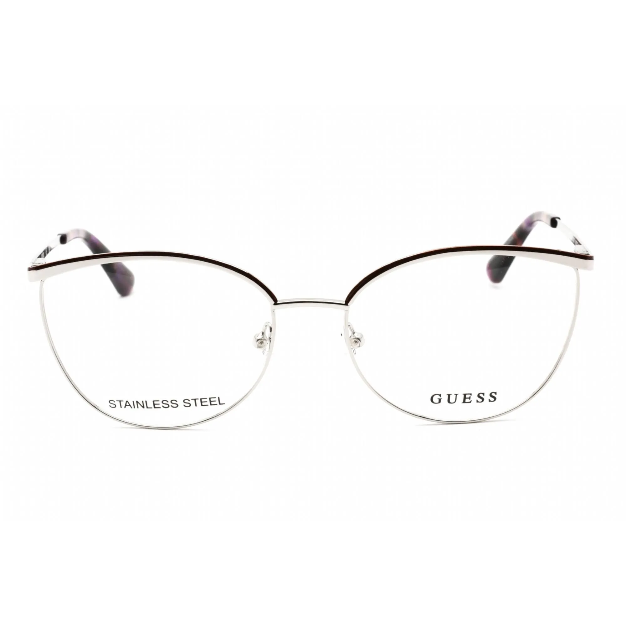 Guess Women's Eyeglasses - Full Rim Cat Eye Bordeaux/Silver Metal Frame | GU2879 071