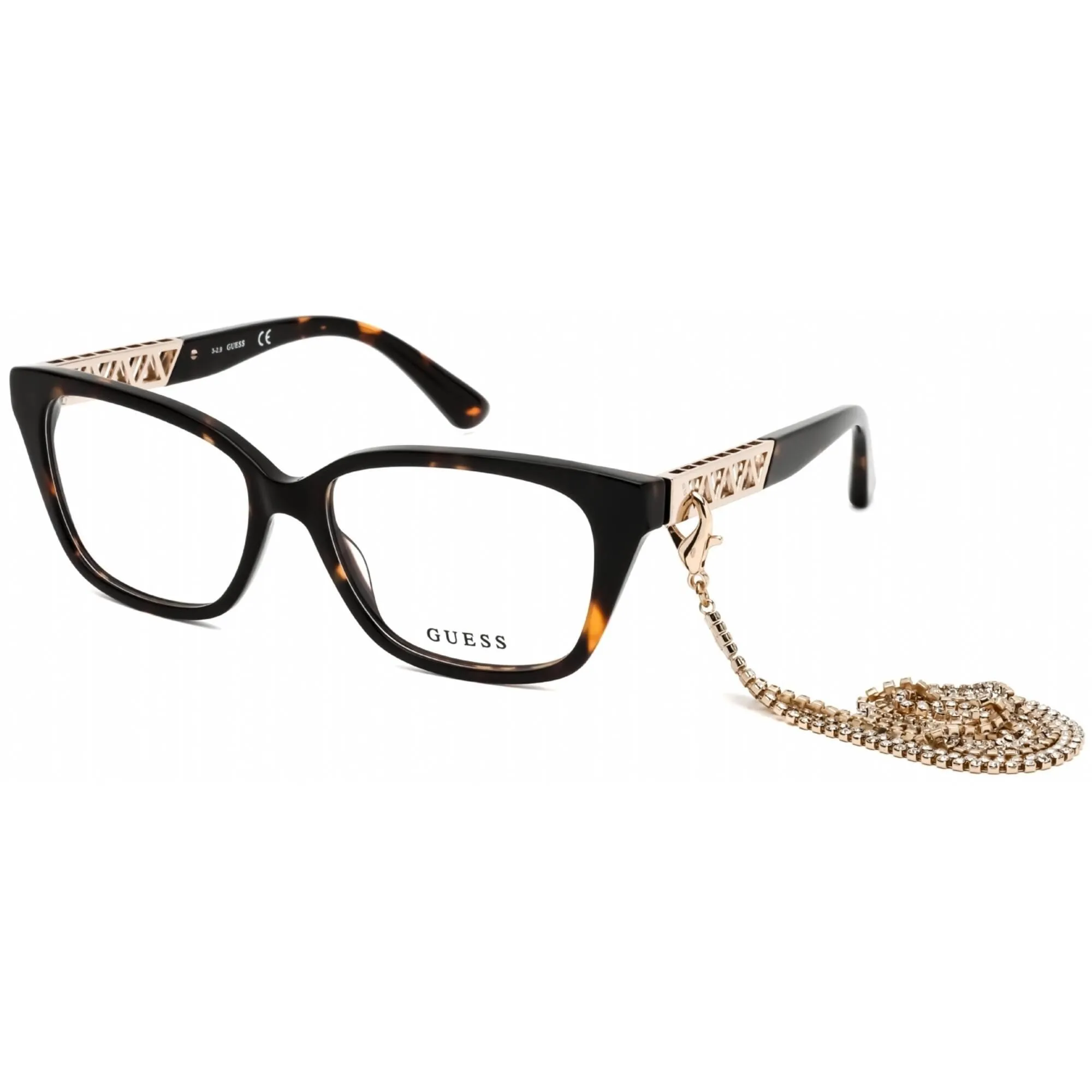 Guess Women's Eyeglasses - Full Rim Cat Eye Dark Havana Plastic Frame | GU2784 052