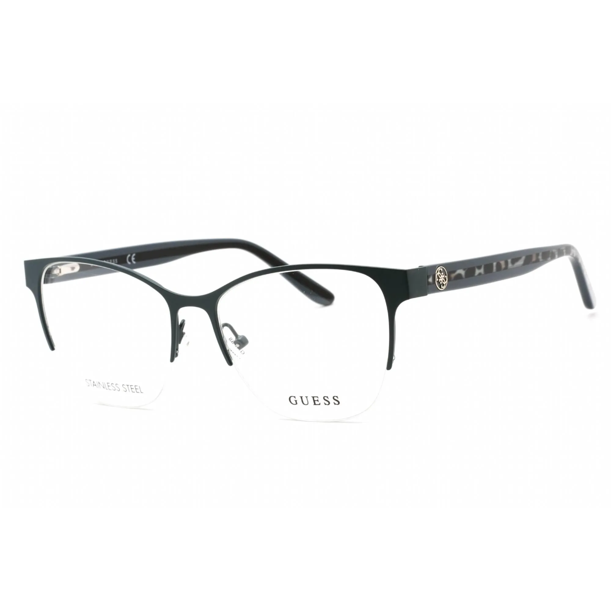Guess Women's Eyeglasses - Half Rim Cat Eye Shape Matte Blue Metal Frame | GU2873 091