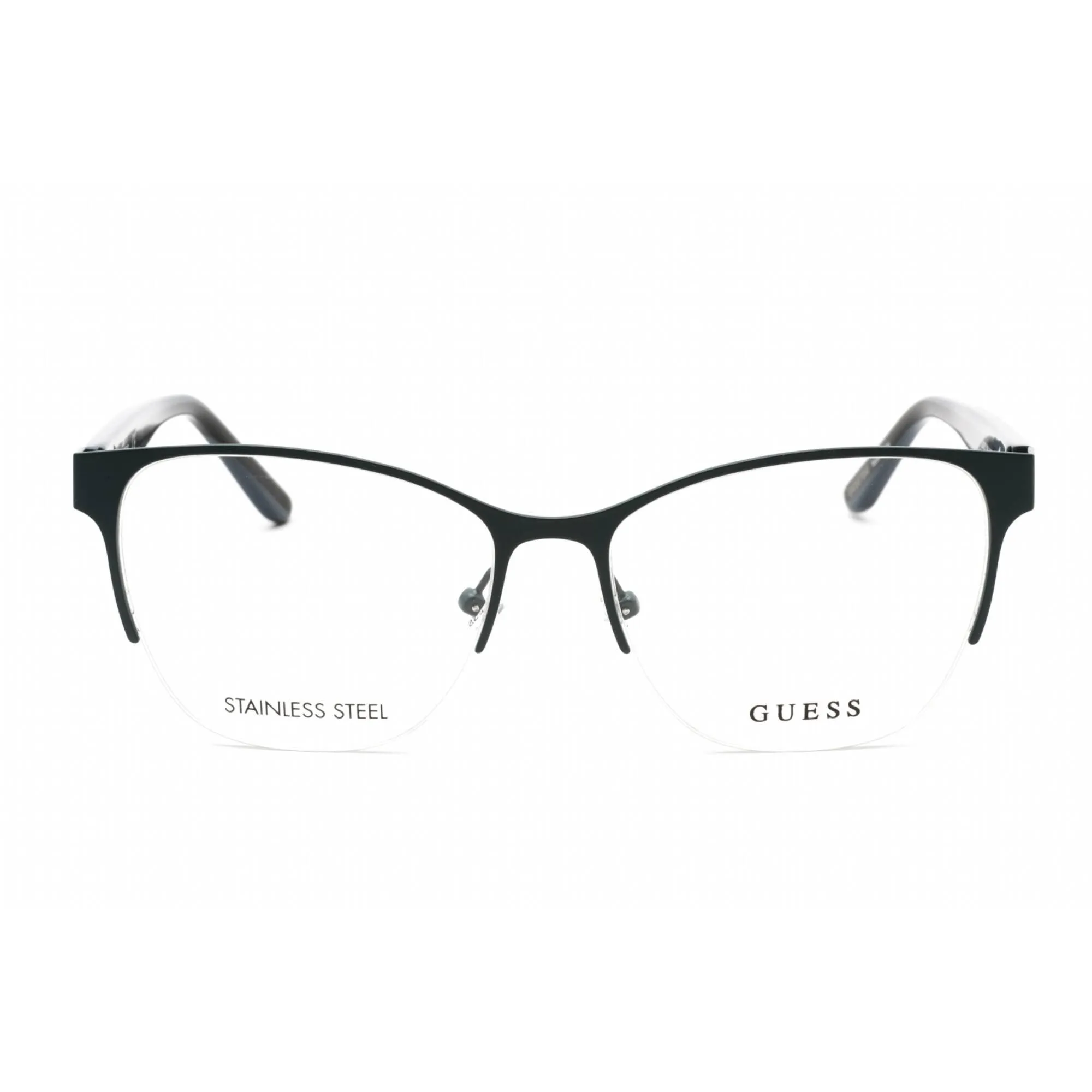 Guess Women's Eyeglasses - Half Rim Cat Eye Shape Matte Blue Metal Frame | GU2873 091