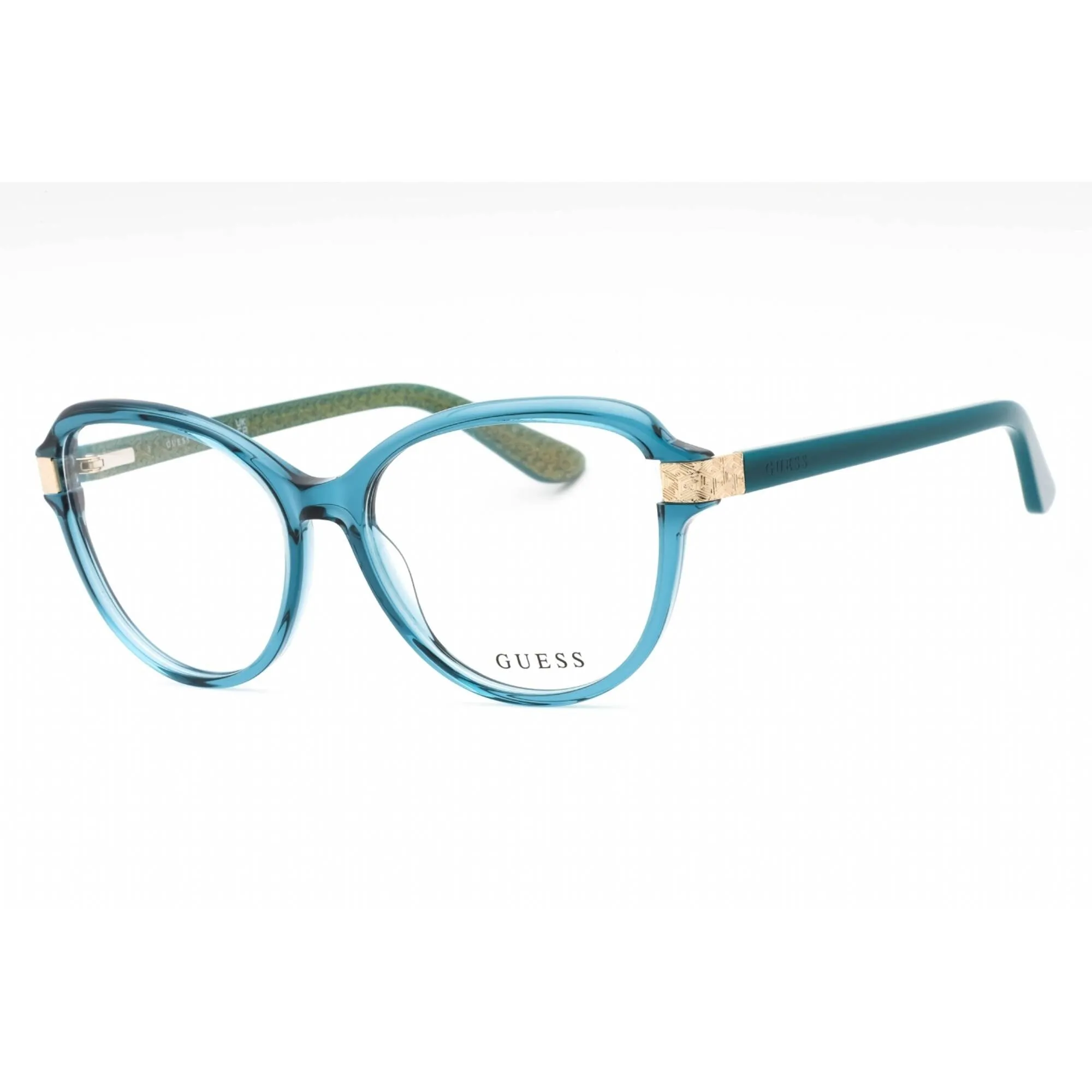 Guess Women's Eyeglasses - Shiny Turquoise Acetate Full Rim Cat Eye Frame | GU2955 087
