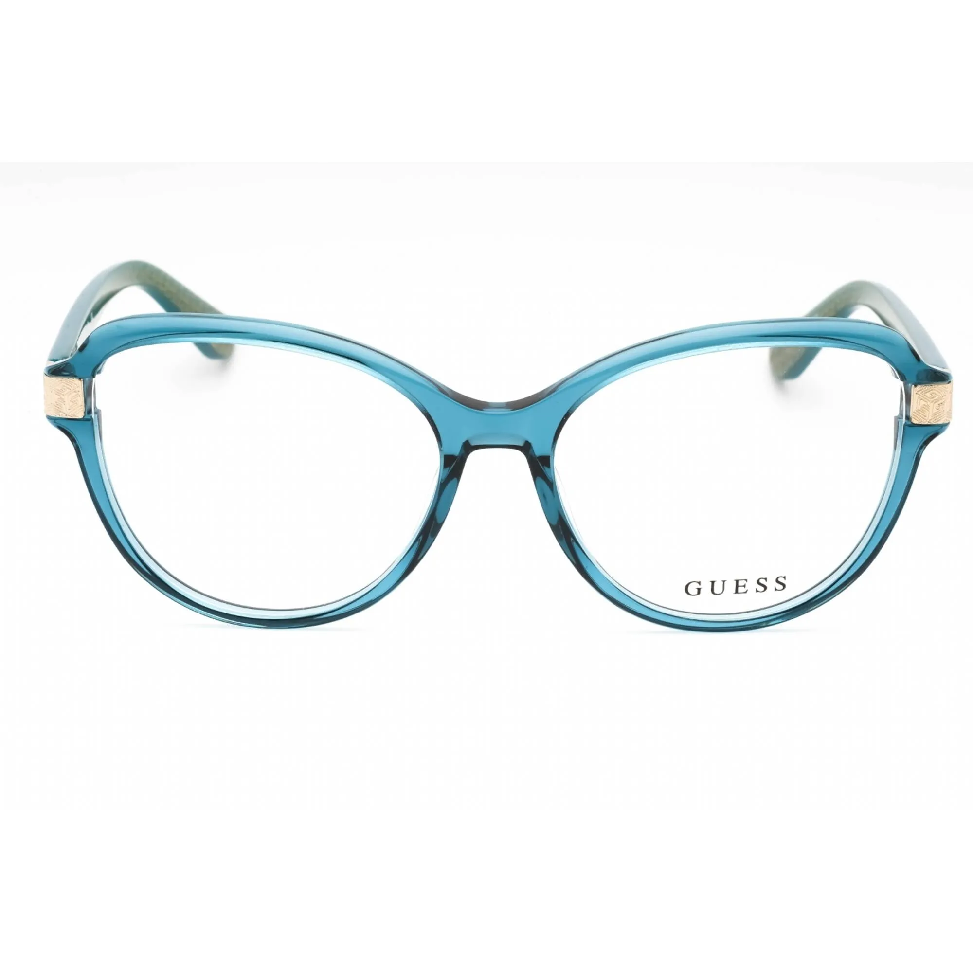 Guess Women's Eyeglasses - Shiny Turquoise Acetate Full Rim Cat Eye Frame | GU2955 087