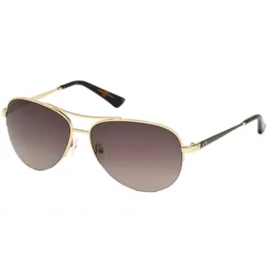 Guess Women's Sunglasses - Full Rim Brown Lens Gold Pilot Metal Frame | GU7468 32F