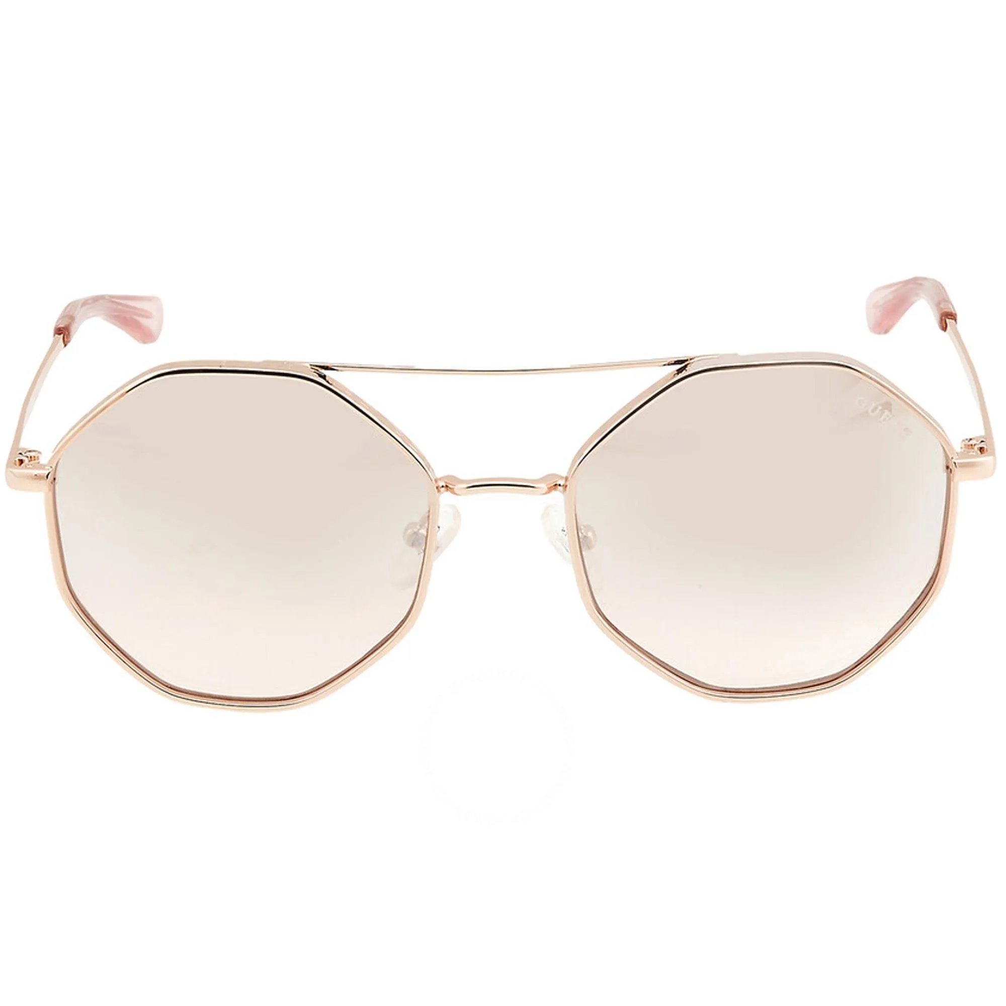Guess Women's Sunglasses - Full Rim Shiny Rose Gold Round Metal Frame | GU7636 28U