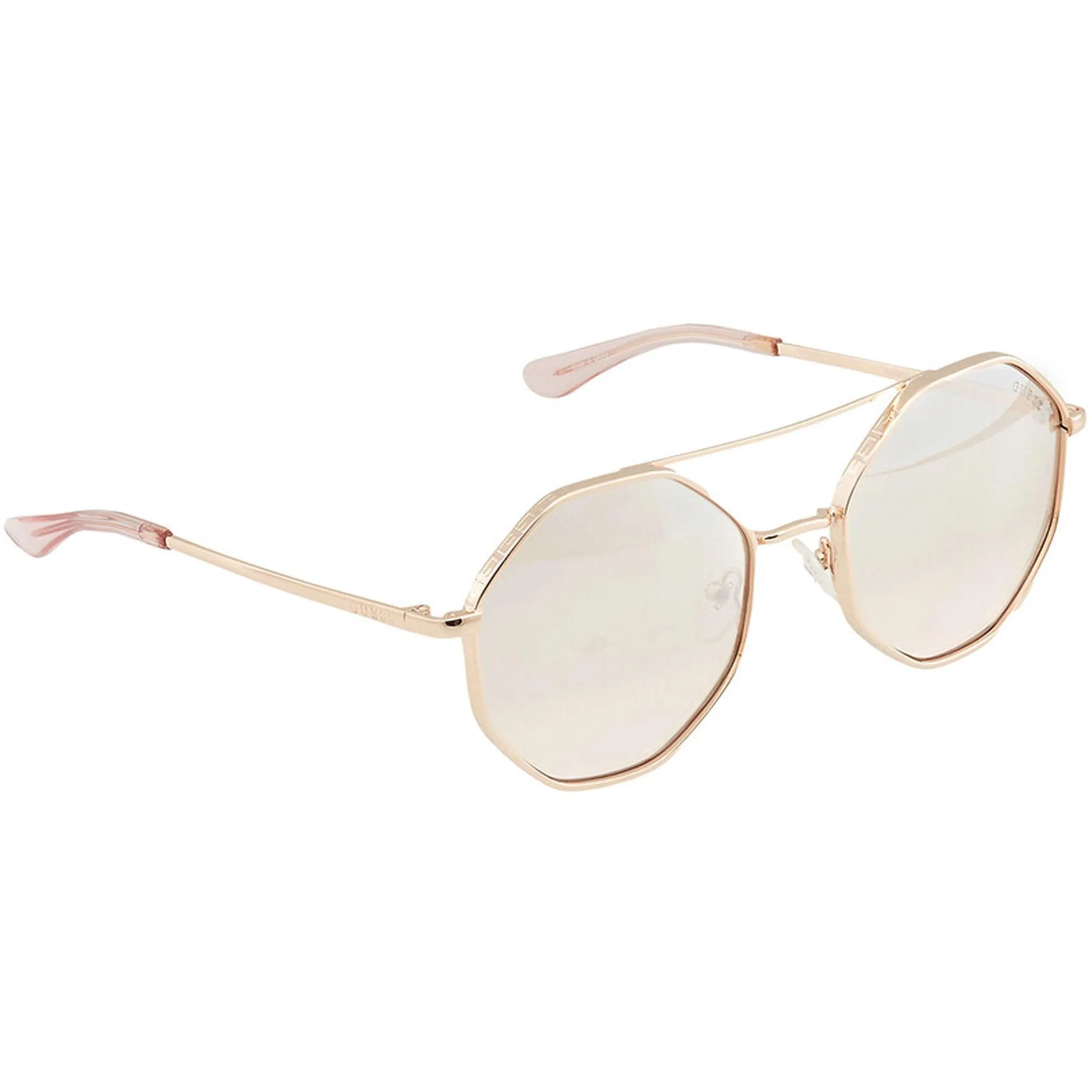 Guess Women's Sunglasses - Full Rim Shiny Rose Gold Round Metal Frame | GU7636 28U