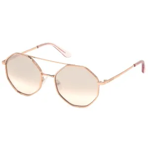 Guess Women's Sunglasses - Full Rim Shiny Rose Gold Round Metal Frame | GU7636 28U