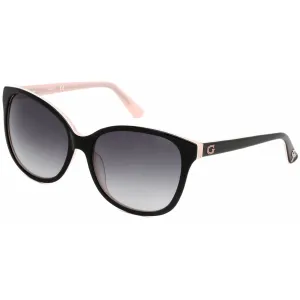 Guess Women's Sunglasses - Shiny Black Plastic Cat Eye Full Rim Frame | GU7546 01B