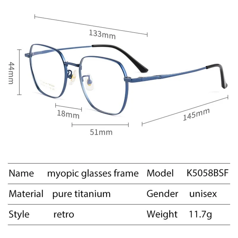 Handoer Men's Full Rim Irregular Square Titanium Eyeglasses K5058bsf