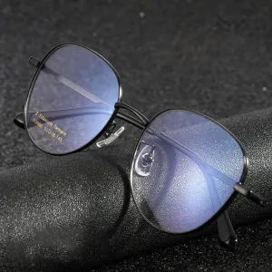 Handoer Men's Full Rim Round Square Titanium Eyeglasses K5066bsf