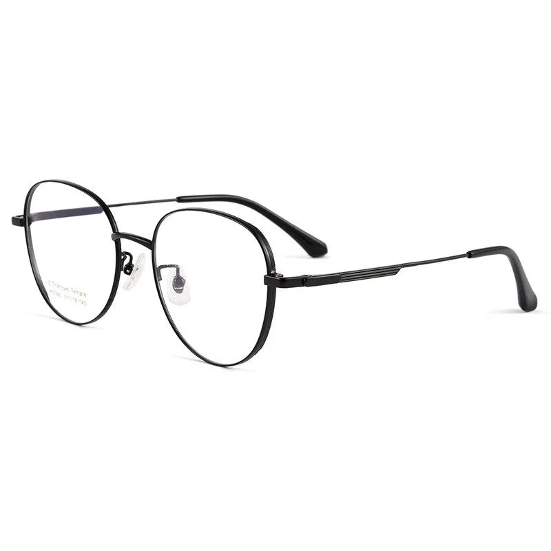 Handoer Men's Full Rim Round Square Titanium Eyeglasses K5066bsf