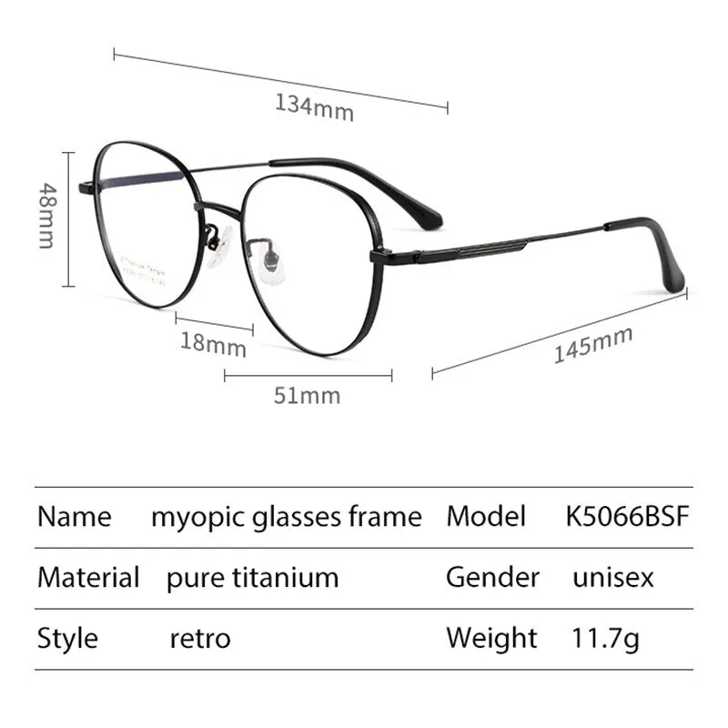 Handoer Men's Full Rim Round Square Titanium Eyeglasses K5066bsf