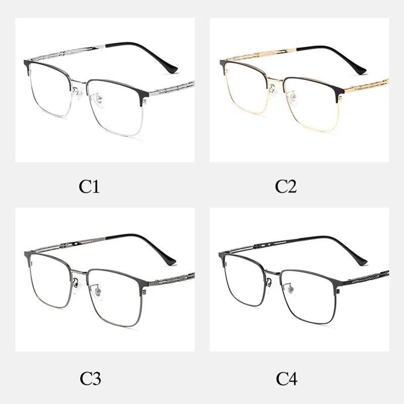 Handoer Men's Full Rim Square Titanium Alloy Eyeglasses 3827j