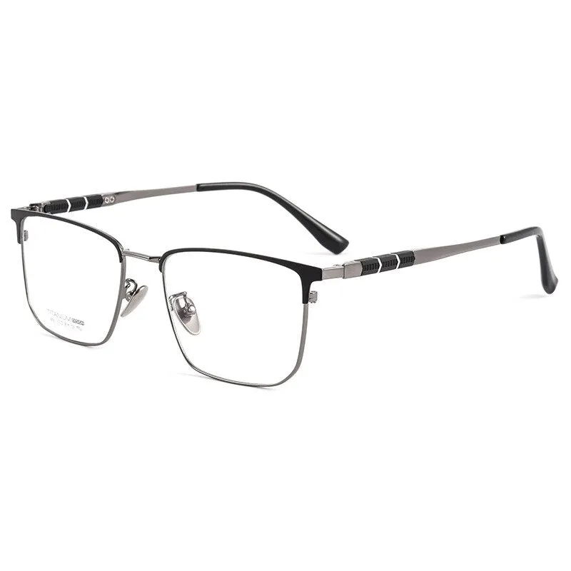 Handoer Men's Full Rim Square Titanium Eyeglasses 9010bt