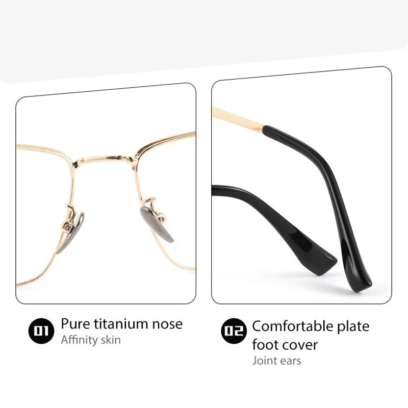 Handoer Men's Full Rim Square Titanium Eyeglasses 9010bt