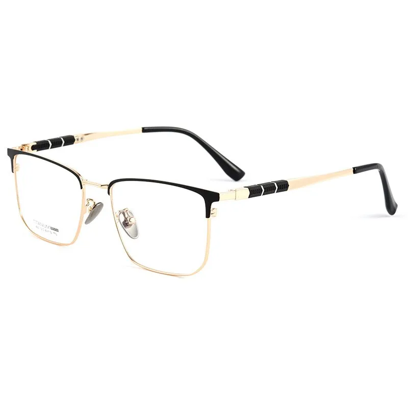 Handoer Men's Full Rim Square Titanium Eyeglasses 9010bt