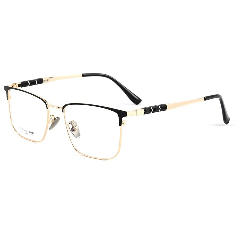 Handoer Men's Full Rim Square Titanium Eyeglasses 9010bt
