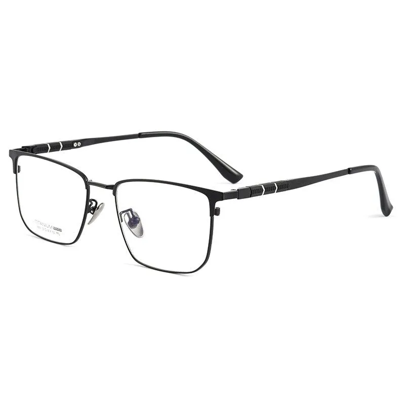Handoer Men's Full Rim Square Titanium Eyeglasses 9010bt