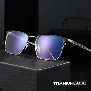 Handoer Men's Full Rim Square Titanium Eyeglasses 9010bt