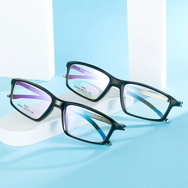 Handoer Men's Full Rim Square Tr 90 Alloy Eyeglasses 8242