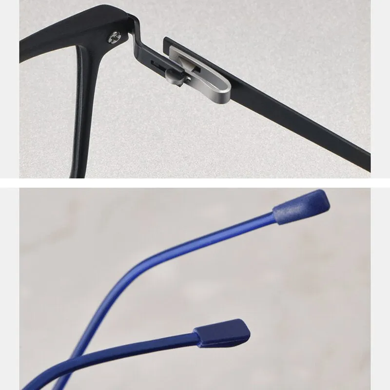 Handoer Men's Full Rim Square Tr 90 Alloy Eyeglasses E0207