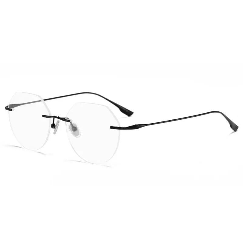 Handoer Men's Rimless Customized Lens Shape Titanium Eyeglasses 121214
