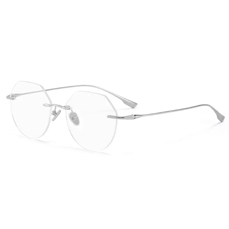 Handoer Men's Rimless Customized Lens Shape Titanium Eyeglasses 121214